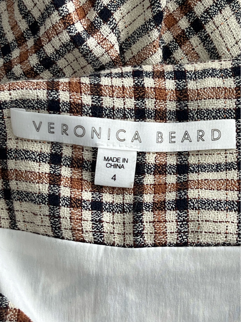 Veronica Beard Murphy Plaid Ruched Asymmetrical Mini Skirt Size 4 - Picture 8 of 9